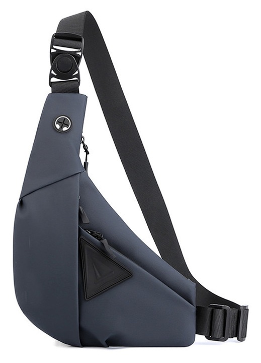 YANYXR, geanta sling chest din nylon impermeabil slim cu buzunare multiple, model BST3020817-6, albastru inchis, marime unica