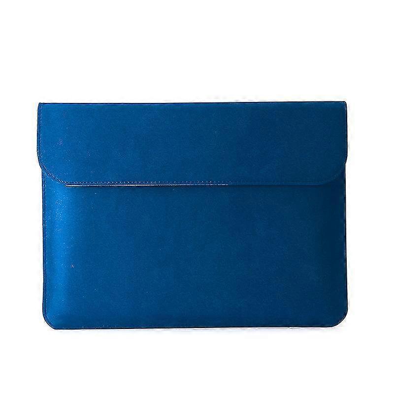 Husa pentru laptop, piele PU impermeabila, inchidere magnetica dubla, captuseala interioara din fleece, model FUCJ-K0313-260803-190, albastru, compatibil 11.6/12/13/14/15.4/16 inch