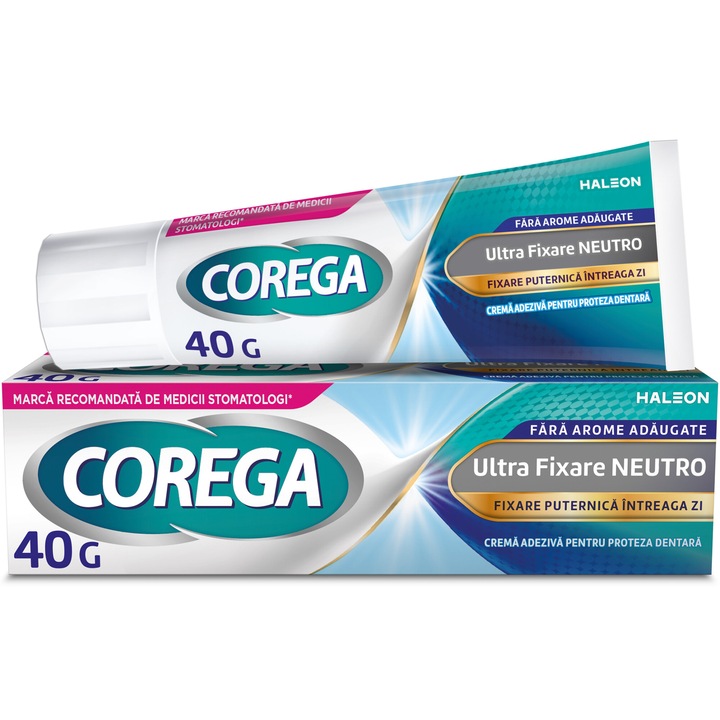 Crema adeziva pentru proteza dentara Corega Ultra Fixare Neutro, 40 g