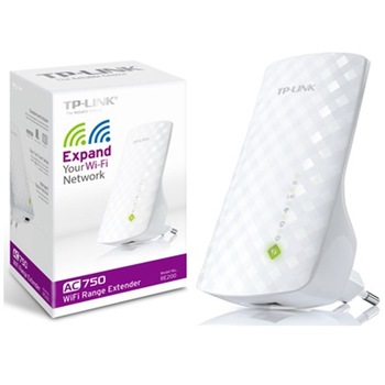 TP-Link RE200, Amplificator retea semnal Wireless AC750, 300 Mbps, 2.4-5 GHz, Alb TP-Link RE200, Amplificator retea semnal Wireless AC750, 300 Mbps, 2.4-5 GHz, Alb