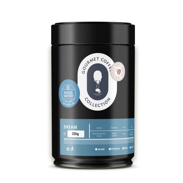 Cafea de specialitate decofeinizata Gourmet Blend DREAM Swiss Water Decaf 250g boabe