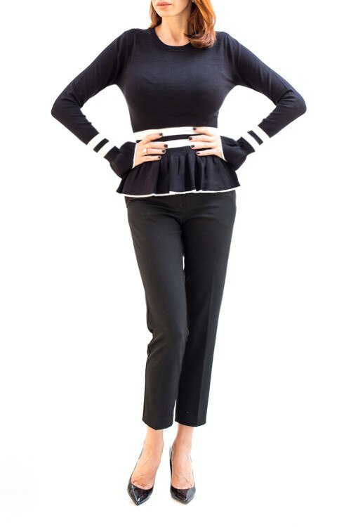 Pulover , dungi, Negru, S