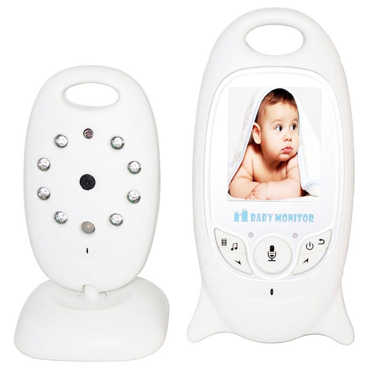Видео и аудио система за наблюдение за безопасност на бебето Video Baby 601, нощно виждане, наблюдение на температурата, системата говори обратно на вашето бебе, приспивни песни с биберон като подарък!