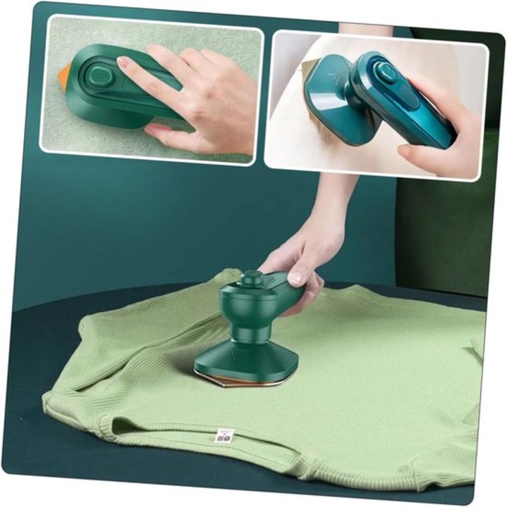 Mini aparat de calcat cu aburi K0443-emagCJ-12561, portabil, compact, usor, aburi puternici, verde