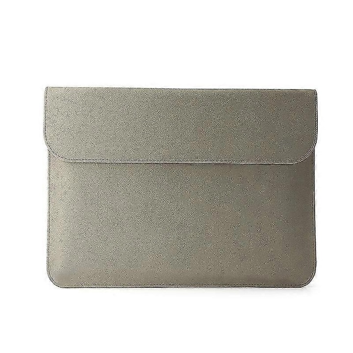 Husa pentru laptop FUCJ-K0313-260803-191, piele PU mata, captuseala plus, inchidere cu magneti, rezistenta la apa, bej, compatibil 11.6/12/13/14/15.4/16 inch