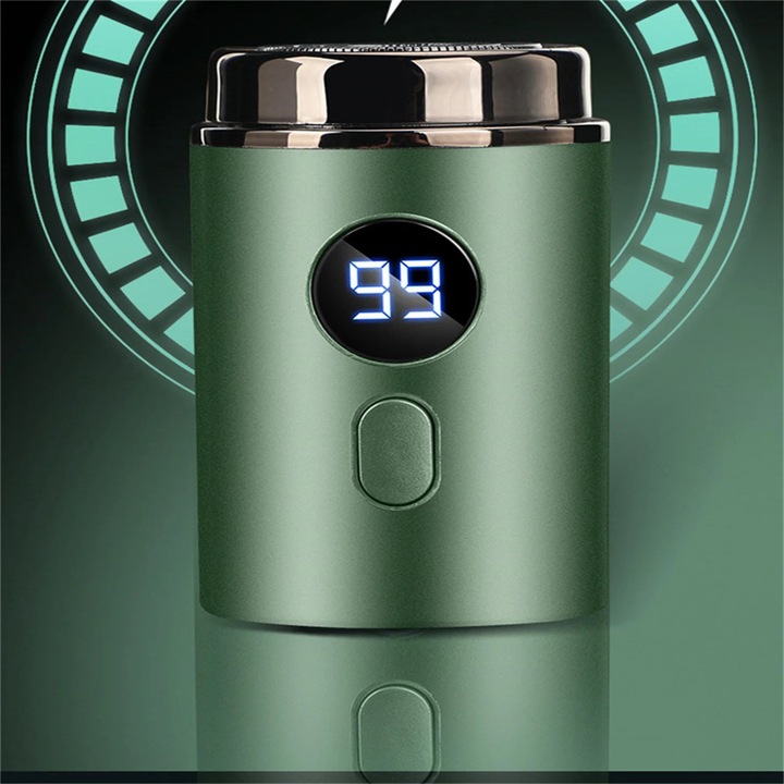 YANYXR BCS3251123 hordozható elektromos borotva, mini, USB-C töltéssel, 0,1 mm-es rozsdamentes acél fólia és dupla 3D fej, LED akkumulátor kijelző, zöld