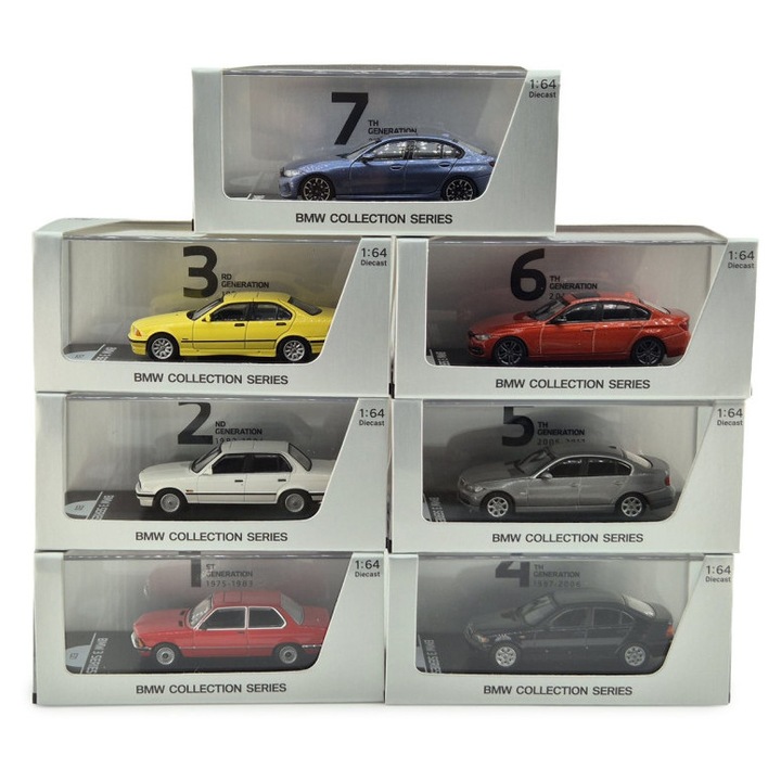 BMW 50 éves jubileumi kiadás - 7 generáció - BMW 3-as széria - díszdobozban - BMW / Minichamps - 1:64