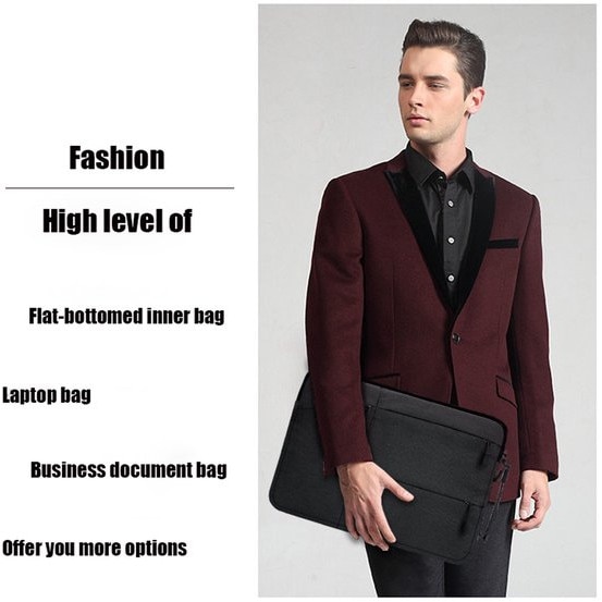 Husa pentru laptop 13.3 inch K0443-emagCJ-16613, material canvas rezistent la apa, captuseala din fleece, buzunare cu fermoar, negru, 35 x 26 x 2 cm