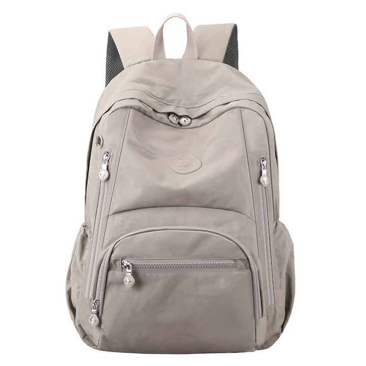 Rucsac laptop in nylon, capacitate mare, rezistent la apa, bej, 40 x 30 x 13 cm