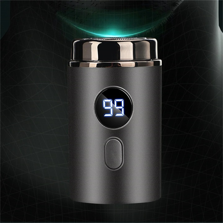 YANYXR BCS3102009 mini elektromos borotva, dupla 3D rozsdamentes acél fólia, LED kijelző akkumulátor jelzővel, Type-C töltés, száraz/nedves használat, fekete