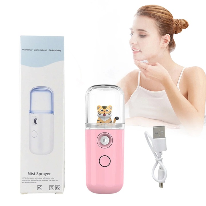 YANYXR Easy Care Sunshine 15s BCS3099840 hordozható arcpárologtató, USB-C újratölthető, 100 ml tartály, 15 mp felmelegedés, 60 perc üzemidő, rózsaszín