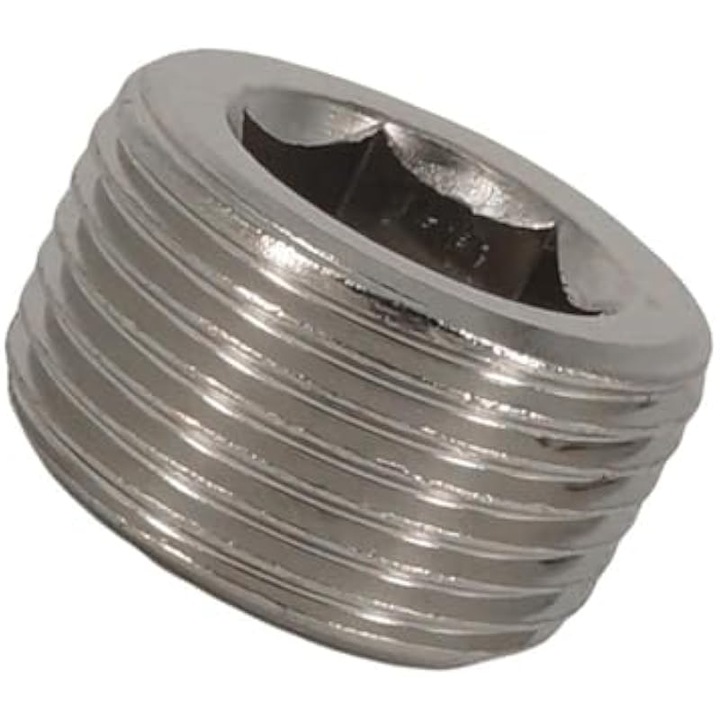 Dop filetat cu cap hexagonal incastrat K0538-C260803-2789-AMZ, otel inoxidabil, filet masculin 1,27 cm