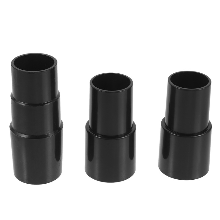 Adaptor furtun aspirator YANYXR BCS3103517, set 3 adaptoare universale din plastic, compatibil 1-1/4/1-3/8/1-1/2 inch, negru