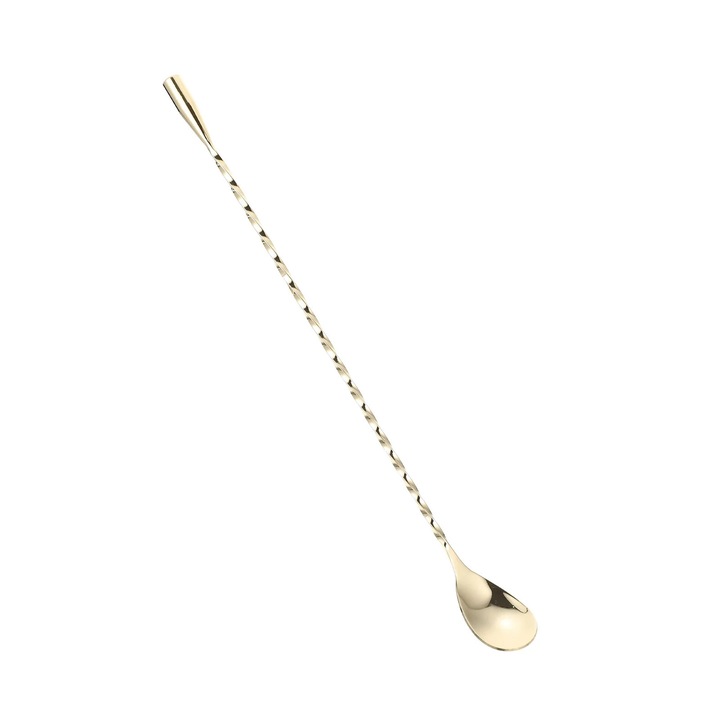 Lingura de bar YANYXR BCS3111958, otel inoxidabil placat cu aur, maner rasucit, 30 cm, auriu