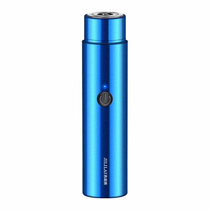 YANYXR BCS3103237 hordozható elektromos borotva, 3D dupla rozsdamentes acél fólia, fém test, USB töltés, kompakt utazáshoz, kék