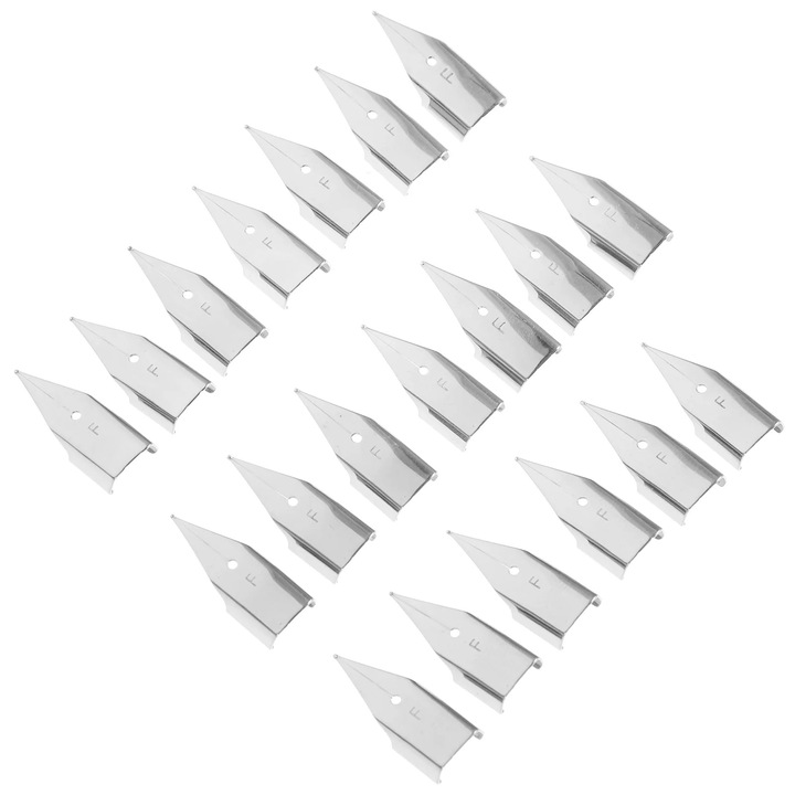 YANYXR BCS3105627 töltőtoll cserehegyek, acél, F (finom) hegy kalligráfiához, ezüst, 20 db, 1.6 x 0.6 x 0.3 cm