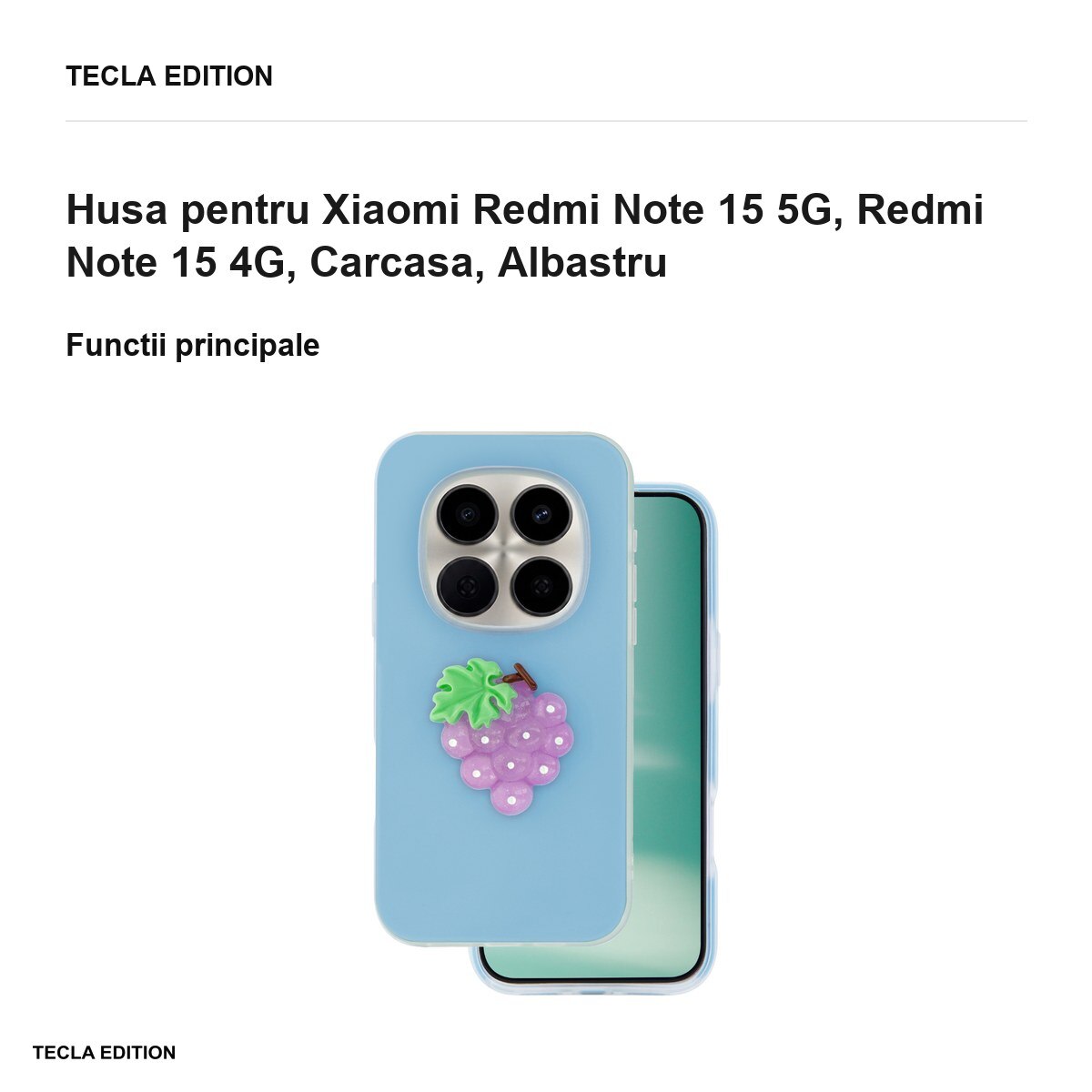 Husa Fruit 2in1 pentru Xiaomi Redmi Note 15 5G, Redmi Note 15 4G, Carcasa, Albastru