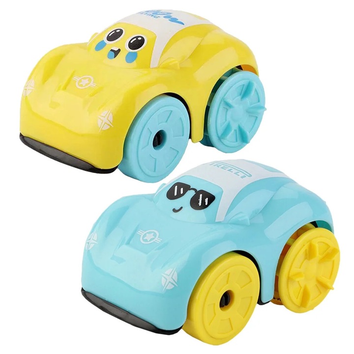 YANYXR BCS3242796 2 db fürdőjáték szett, rugós mechanizmusú kisautók, műanyag, sárga/kék
