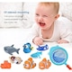 Finding Nemo K0569-260803-159-AMC fürdőjáték szett, 9 darabos, nem mérgező PVC tengeri állatok, vízfúvókák és háló, többszínű, kb. 8 x 10 cm