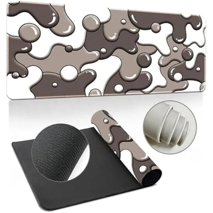 Mouse pad extra mare K0569-260803-954-AMC, suprafata din microfibra, baza din cauciuc antiderapant 4 mm, maro/alb, 30 x 80 cm