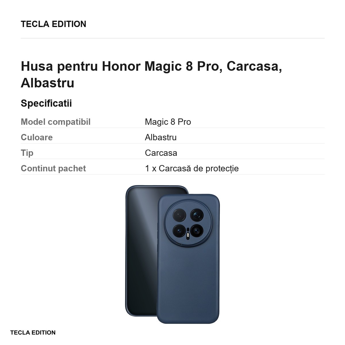 Husa Matt TPU pentru Honor Magic 8 Pro, Carcasa, Albastru