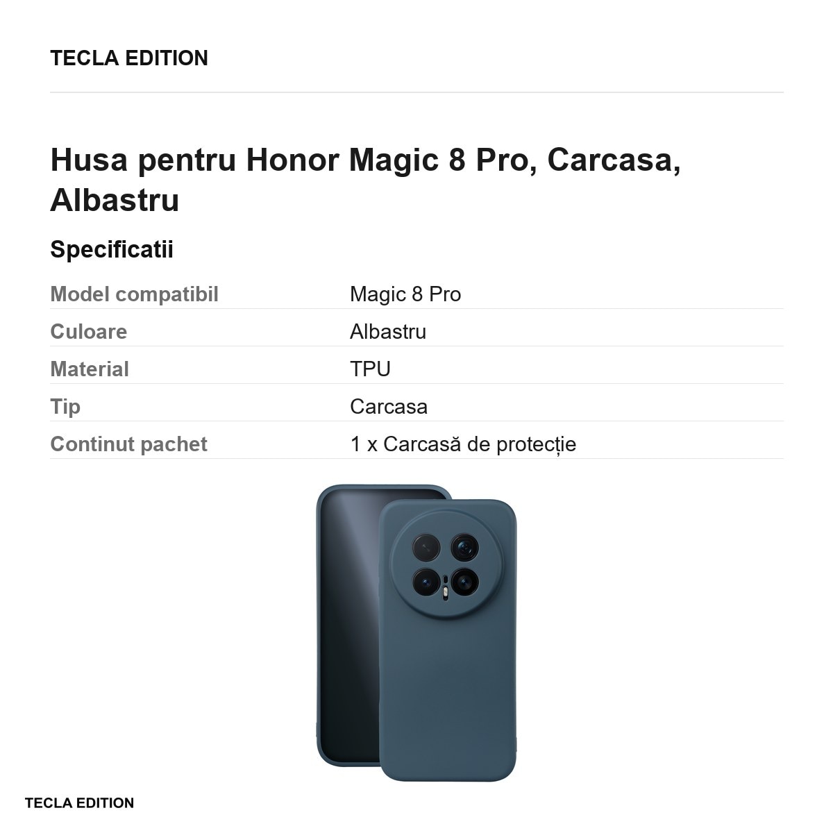 Husa Silicon pentru Honor Magic 8 Pro, Carcasa, Albastru