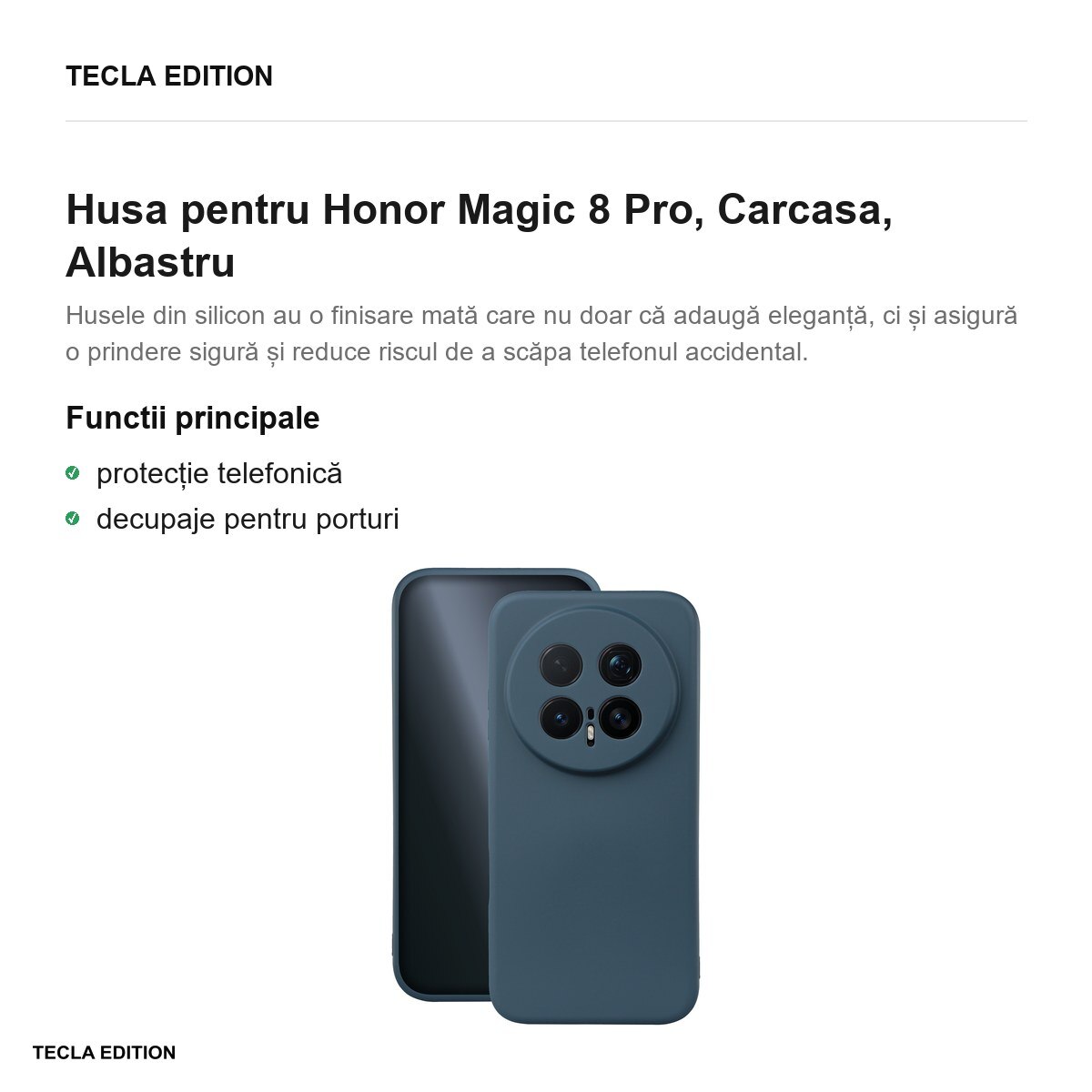 Husa Silicon pentru Honor Magic 8 Pro, Carcasa, Albastru