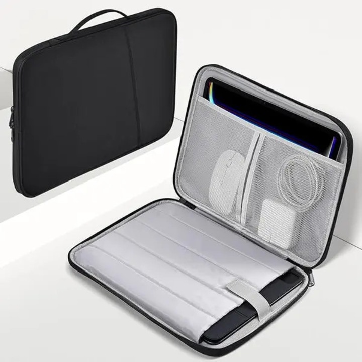 Husa pentru laptop 13,8 inch IZO-CJ-K0502-20260731-1711, rezistenta la apa, antisoc cu captuseala moale, buzunare multiple si maner, negru, 13.8 x 10 x 1.2 in