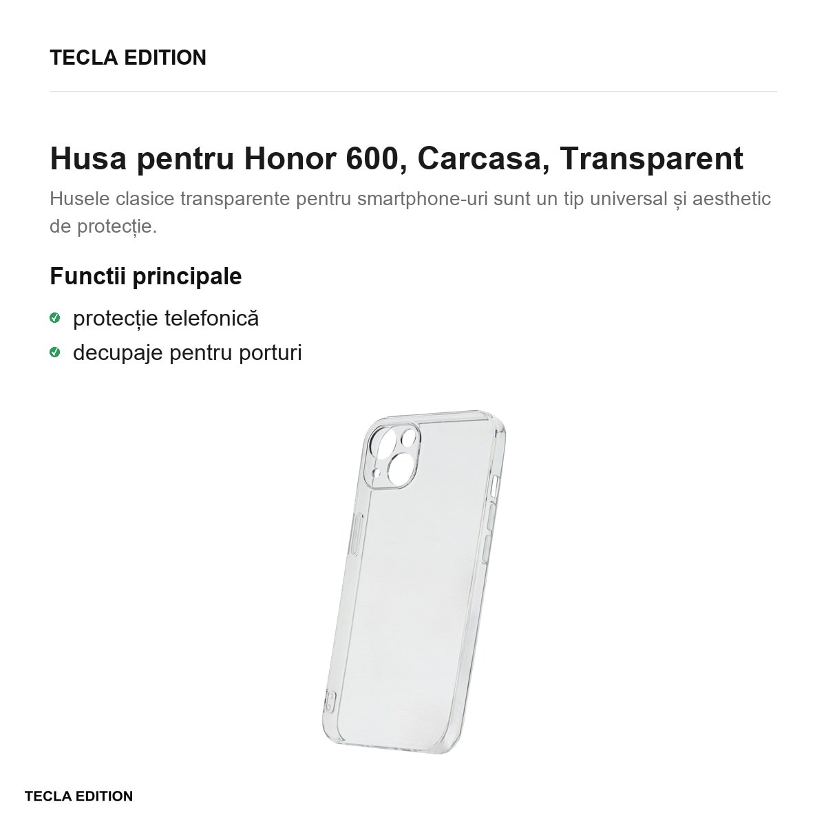 Husa Slim 2 mm pentru Honor 600, Carcasa, Transparent