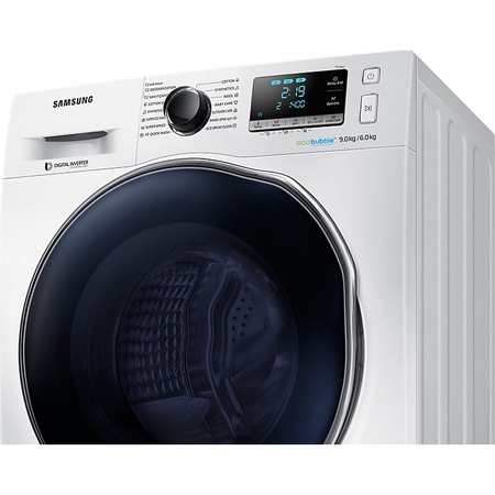 Masina de spalat rufe cu uscator Samsung WD90J6A10AW/LE, 1400 RPM, 9kg spalare / 6kg uscare, Clasa A, Motor Digital Inverter, EcoBubble, Alb