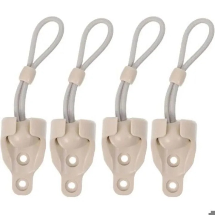 Set cleme de prindere pentru jaluzele si prelate cdiscount-xkx-260803-0641, cu cordon elastic anti-alunecare, bej, 4 buc