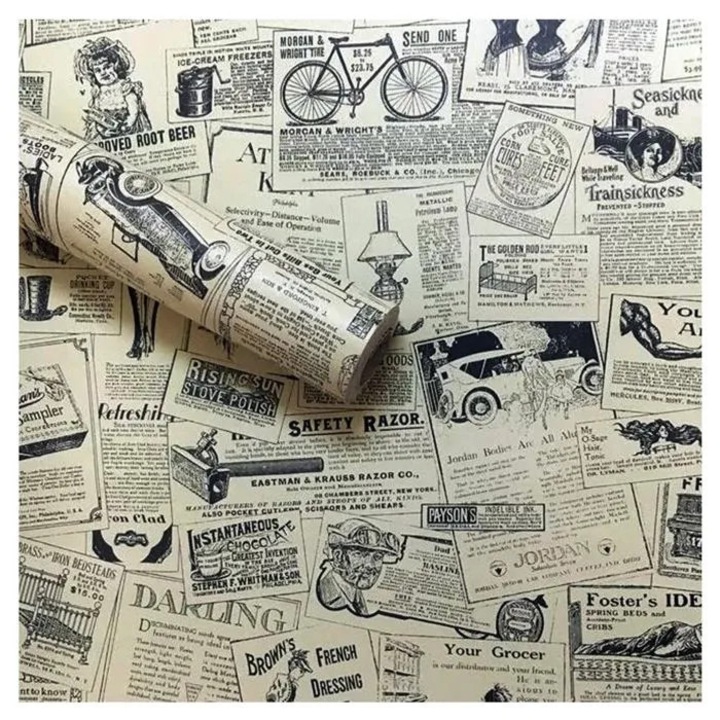 Tapet vinilic autocolant cu imprimeu ziar cidiscount-xwx-260803-350, 45 x 300 cm, 0.15 mm, crem/negru, removabil, rezistent la apa