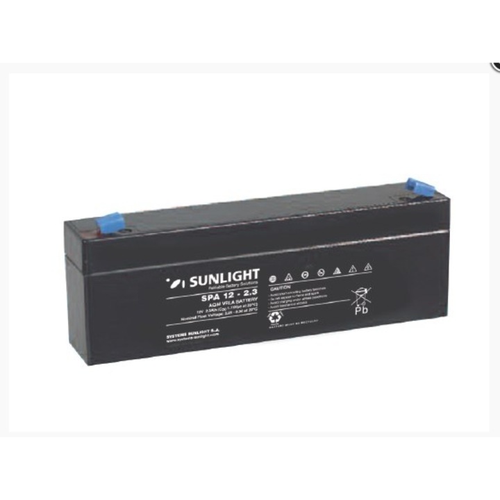 Baterie plumb-acid reincarcabila sigilata SUNLIGHT SPA12-2.3, VRLA, 12V 2,3Ah, negru, cod 6854457130