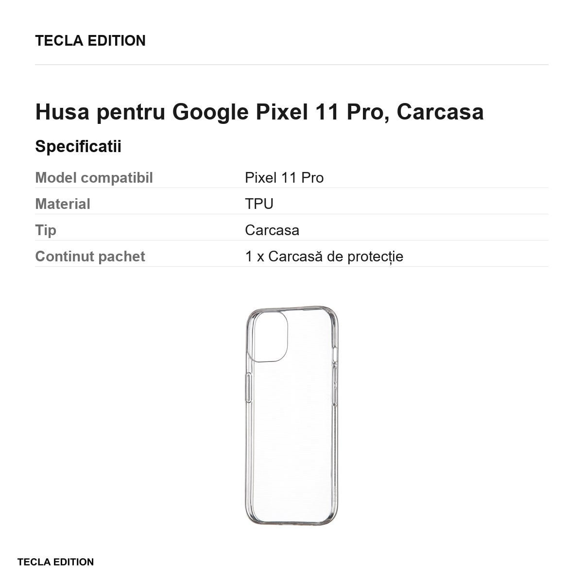 Husa Slim 1 mm pentru Google Pixel 11 Pro, Carcasa, Transparent