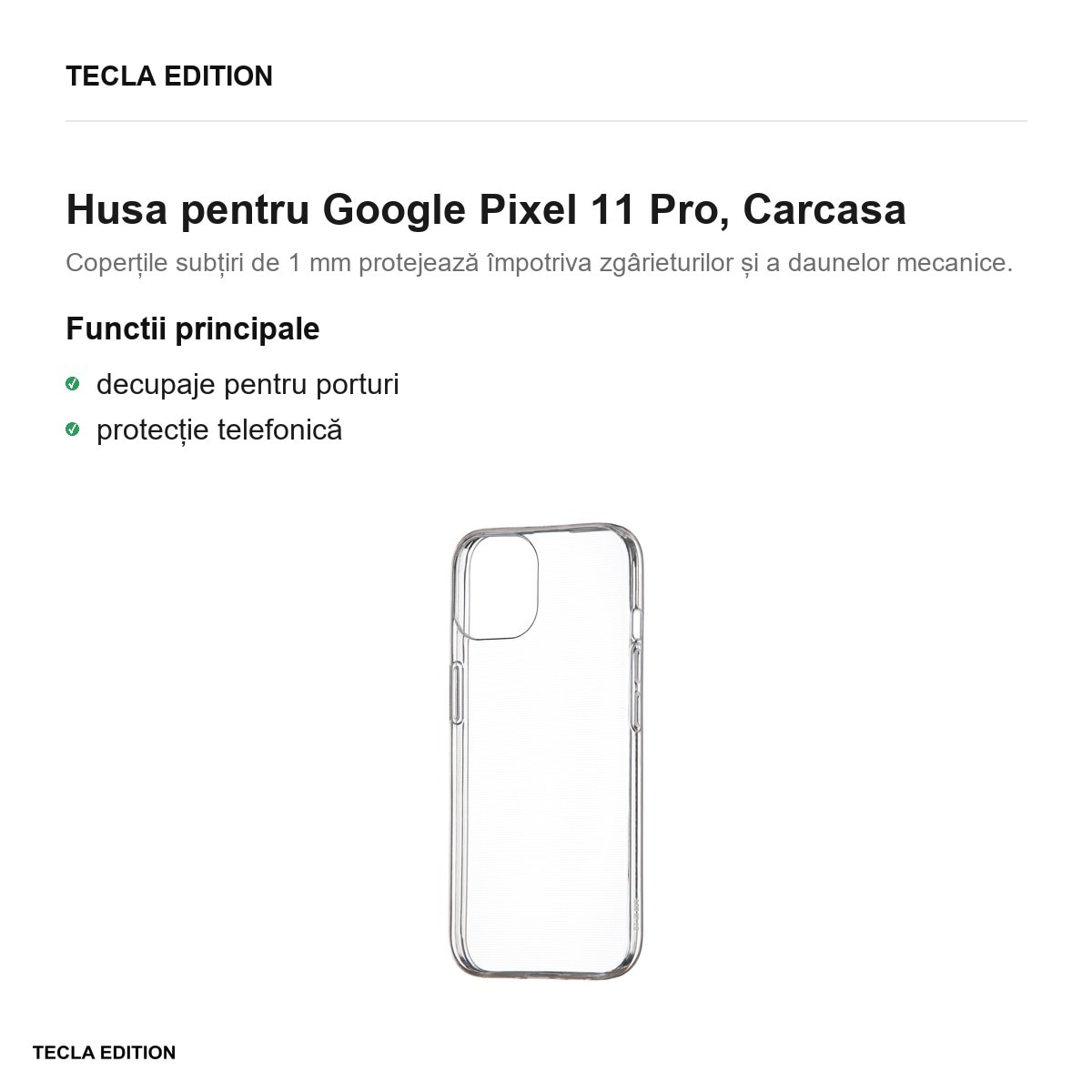 Husa Slim 1 mm pentru Google Pixel 11 Pro, Carcasa, Transparent