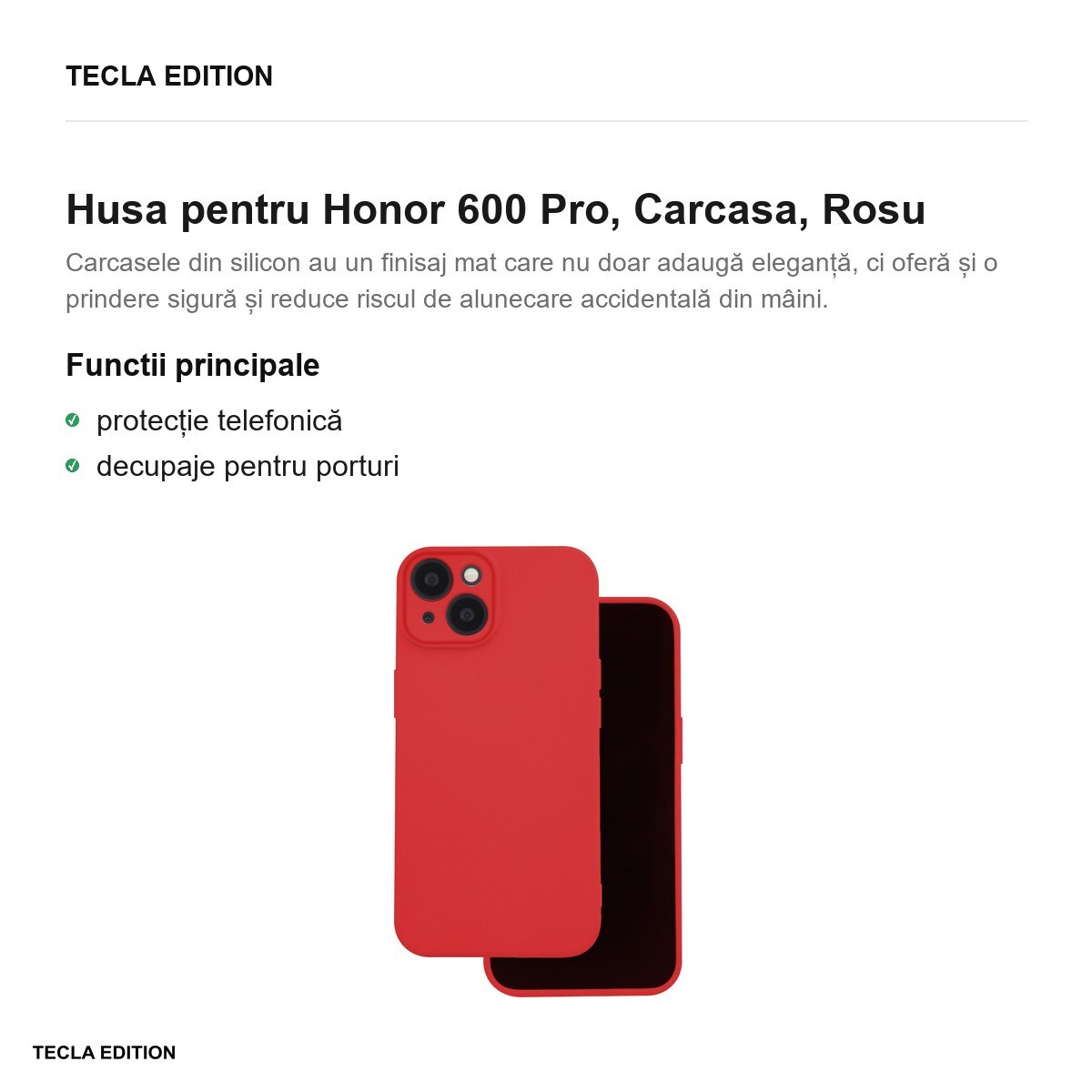 Husa Silicon pentru Honor 600 Pro, Carcasa, Rosu