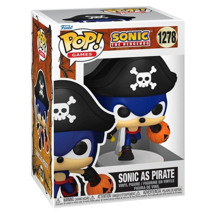 Фигурка винил Funko POP! Games FK93528 (1278) Pirate Sonic, многоцветен, 9 см