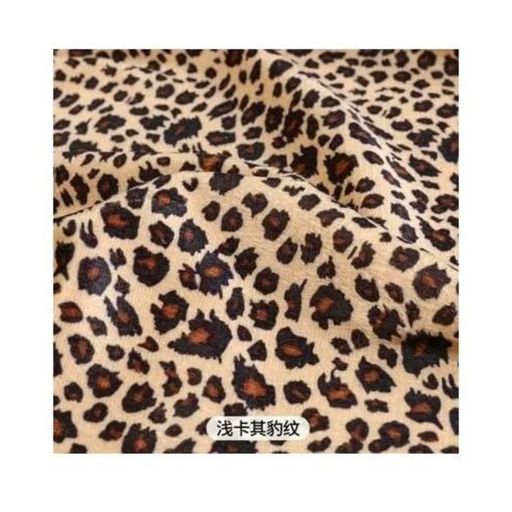 Textil anyag plusz műszőrme TJ1226, poliészter, bársony, leopárdmintás, bézs/barna/fekete, 45 x 145 cm, 140 g