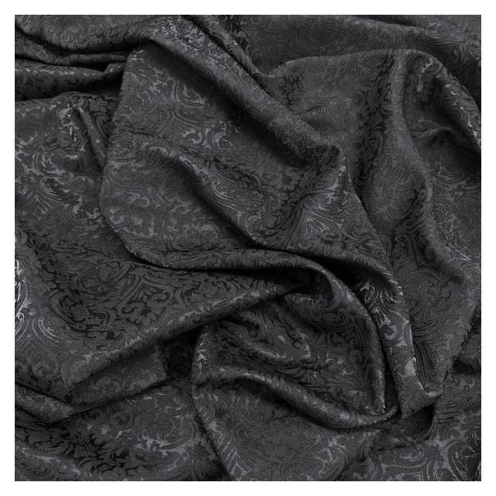 3D jacquard brokát szövet K0460-0803-emagCJ-177771, szőtt poliészter, texturált, fekete, szélesség 150 cm, 2 yard