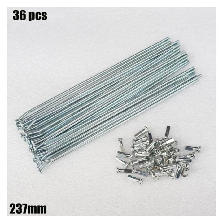 Spite pentru roata K0460-0803, 8G, cap 4mm, otel, grosime 3.5 mm, 237 mm, argintiu, set 36 buc