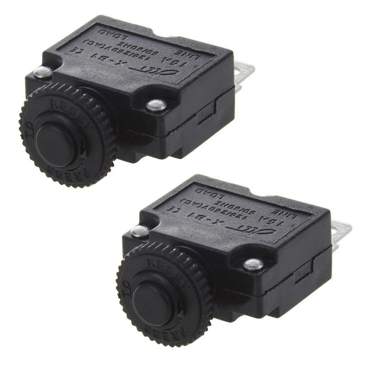 Siguranta termica (circuit breaker) TS01-A FG123K0225-260803-276, protector suprasarcina resetabil 15 A, AC 125/250 V, DC 32 V, negru, set 2 buc