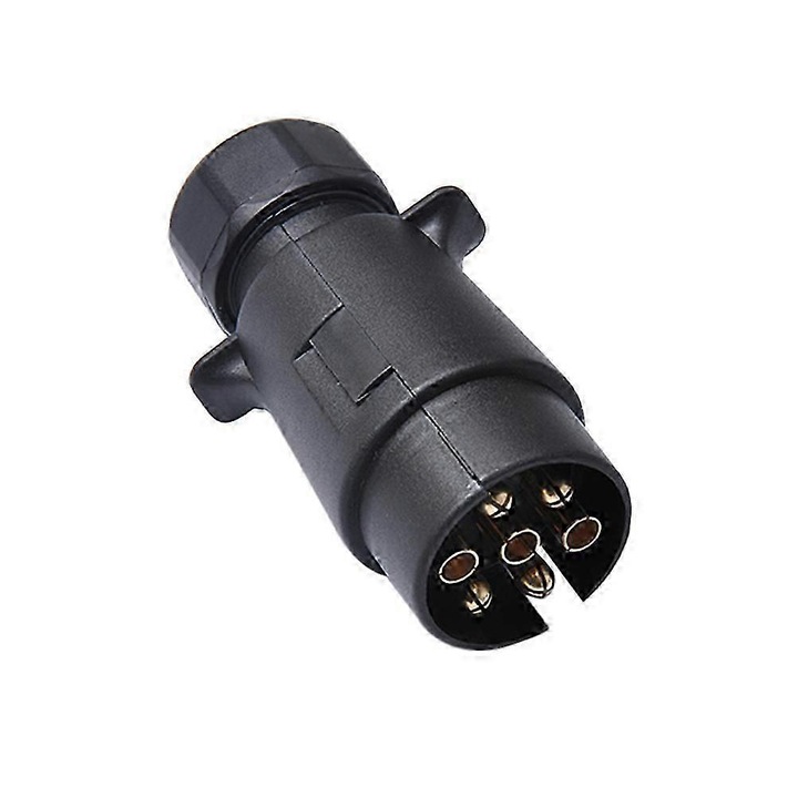 Conector remorca 7 pini FG123K0225-260803-1427, 12V, plastic cu contacte cu surub, diametru orificiu montare 6 mm, negru, 9.2 x 5 x 4.1 cm