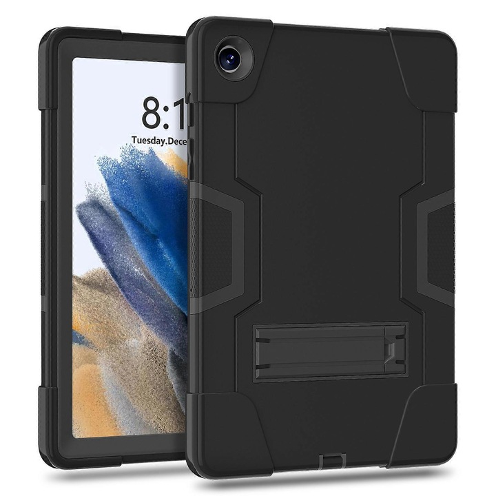 Husa pentru Samsung Galaxy Tab A9 Plus 11 inch FG123K0225-260803-4705, protectie heavy-duty antisoc, silicon flexibil + PC, cu suport kickstand, negru