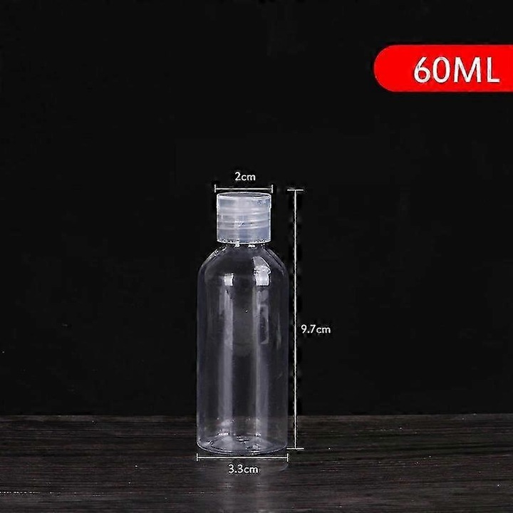 Flacon pulverizator refillabil din plastic pentru calatorii, transparent, 60 ml