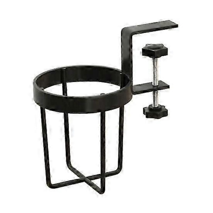 Suport pahar pentru birou metalic reglabil cu clema, anti-varsare, diametru 10 cm, negru
