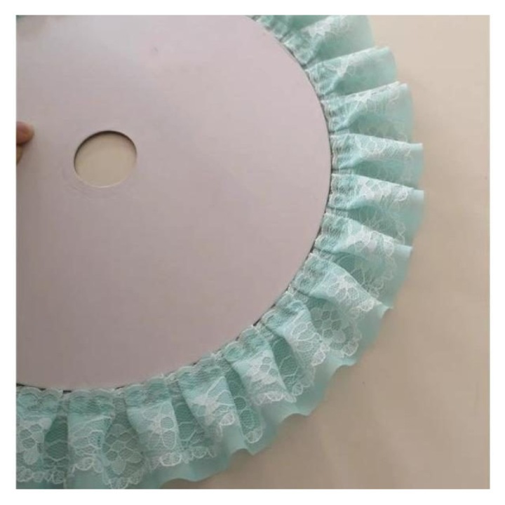 XH230608 hímzett pliszírozott sifon csipke, 5 cm széles, világoskék, 1 yard, K0460-0803-emagCJ-183288