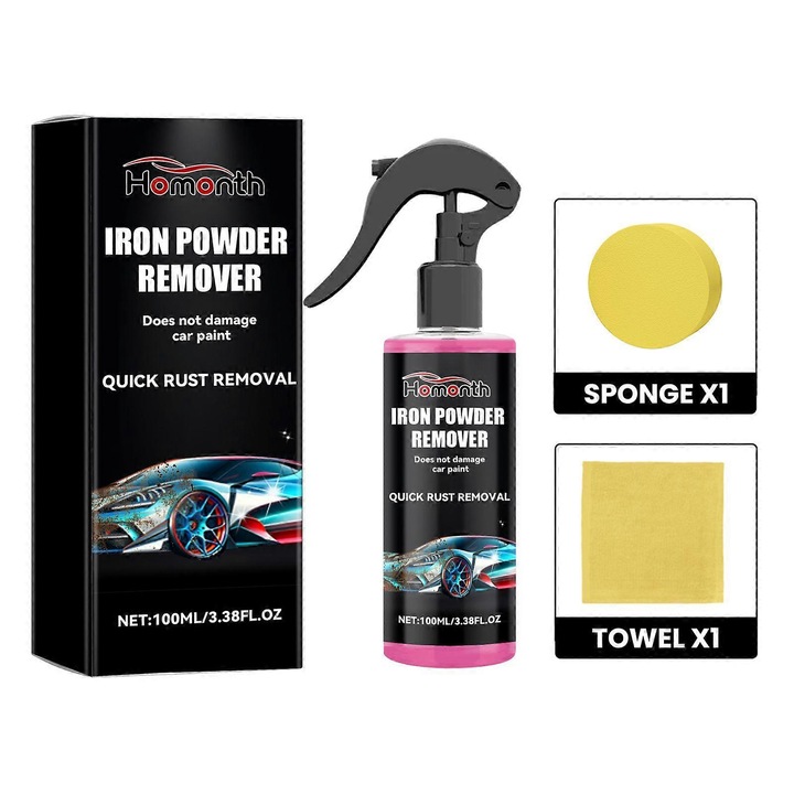 Detergent pentru indepartarea depunerilor metalice si a ruginii pentru autoturisme, sigur pentru vopsea, roz, 100 ml
