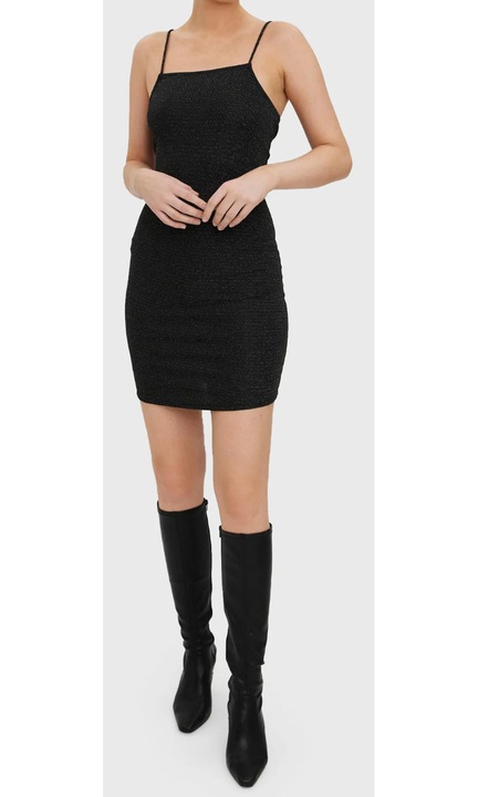 Rochie scurta Evendi, Scurt De ocazie fara maneci, Negru, Negru