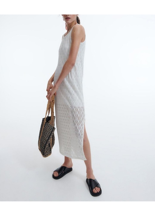 Rochie lunga Evendi, alb, Alb, XS