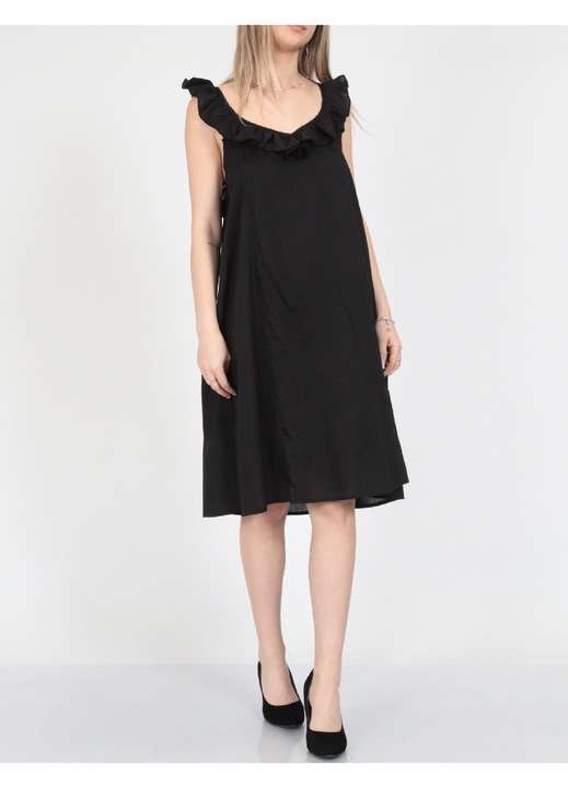Rochie scurta Evendi, Casual fara maneci, Negru, Negru